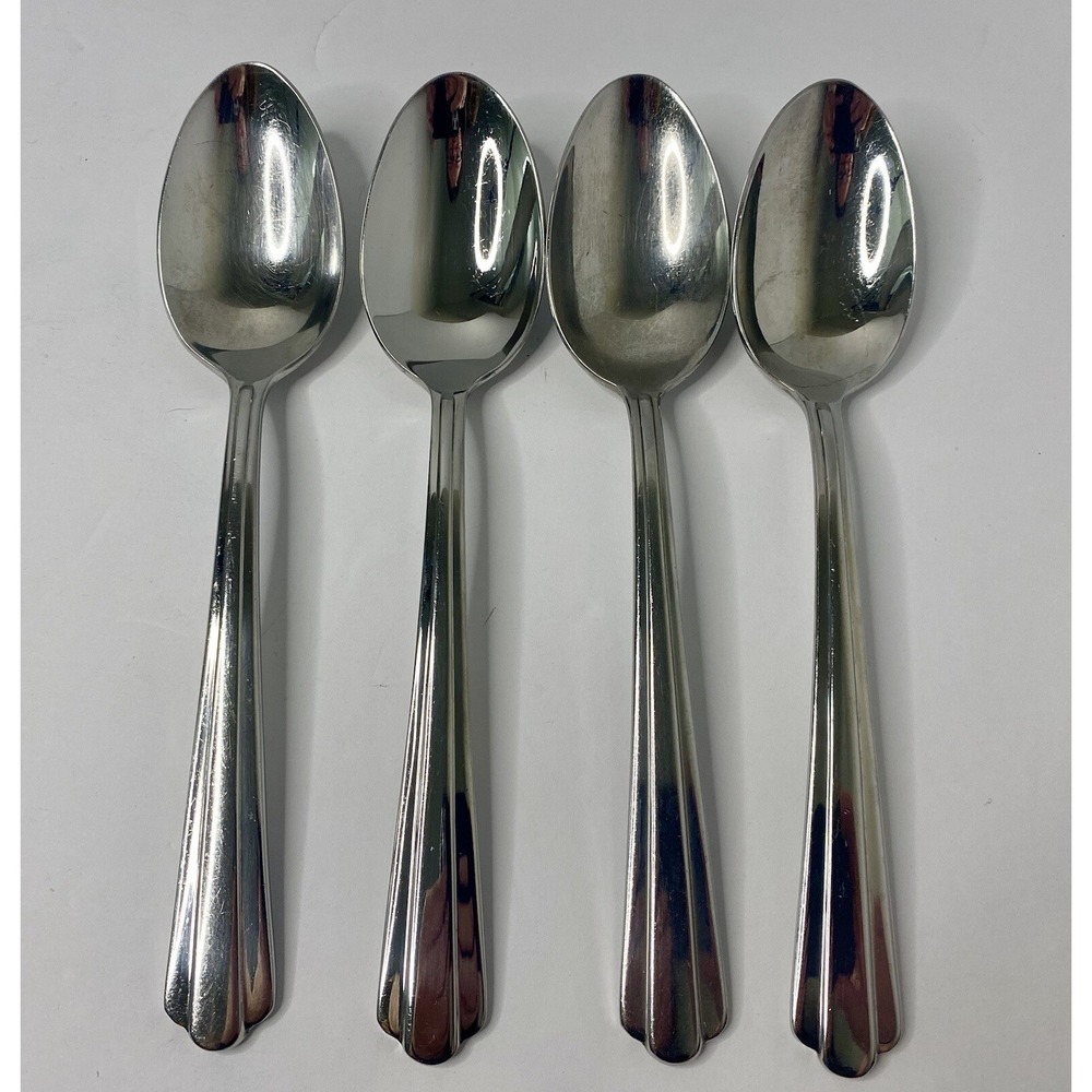 Hampton Silversmiths CENTRAL 8" Oval Place Soup Spoons 18/10 Stainless Lot 4